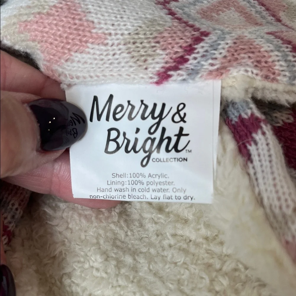 Dog Turtleneck Sweater & Matching Scarf. Cream and Pink by Merry & Bright NWT
